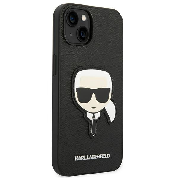 Case Karl Lagerfeld iPhone 14 Plus 6.7" black/black hardcase Saffiano Karl`s Head Patch